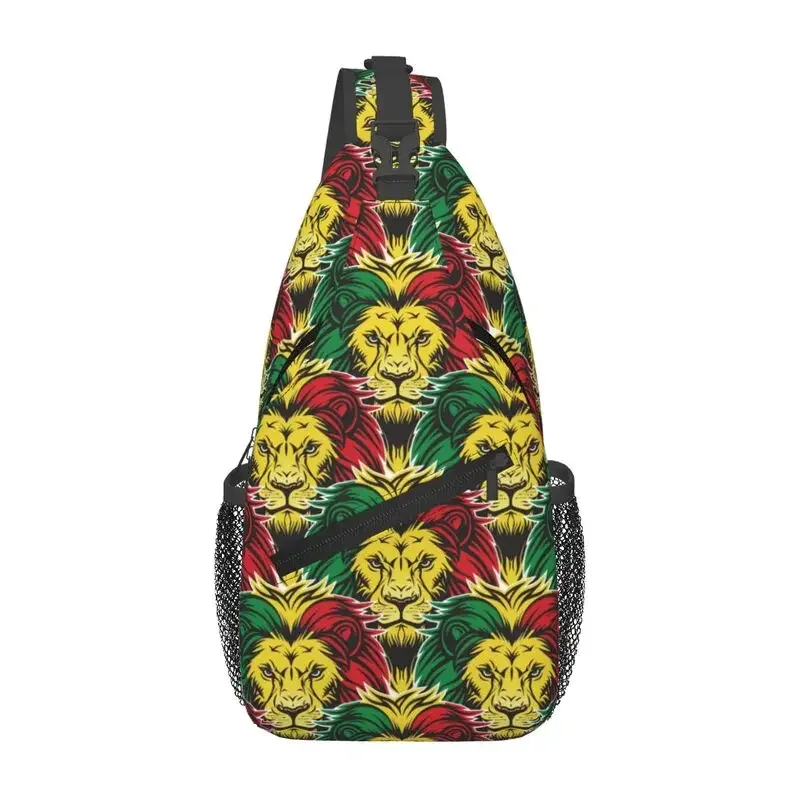 Custom Jamaica Rasta Lion Crossbody Sling Backpack Men Custom Reggae Jamaican Flag Shoulder Chest Bag for Traveling Daypack