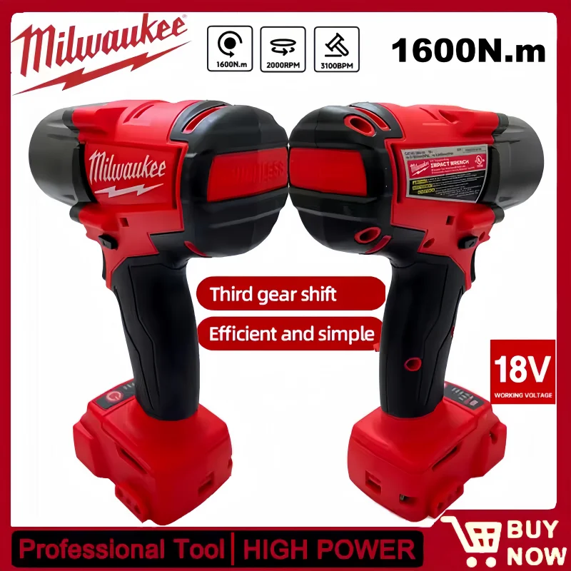 

Milwaukee NEW Brushless Impact Wrench 1600NM Electric Wrench Cordless Large Torque Car Truck Repair Power ToolsFor 18V Battery