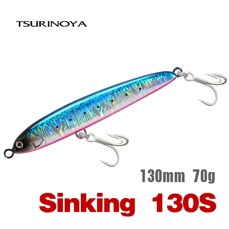 TSURINOYA Sinking Stickbait Pencil 130S Fishing Lures 130mm 70g Wobbler Artificial Hard Bait for Sea Tuna GT Boat Fishing Lure