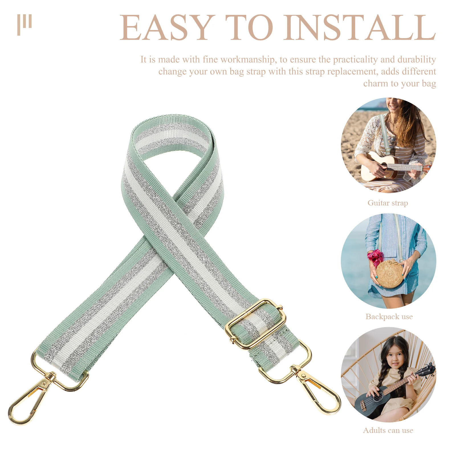 حقيبة كتف برايت ستيتش، حزام بديل ممتاز لحقيبة اليد العريضة لحقيبة ساعي البريد عبر الجسم، حزام قابل للتعديل بنفسك