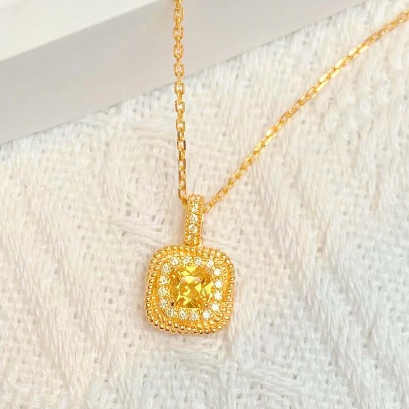 K14 Yellow Zircon Gold Color Necklace Ring for Women Wedding Engagement Luxury Chain Ring Earring Bracelet Fine Jewelry Sets