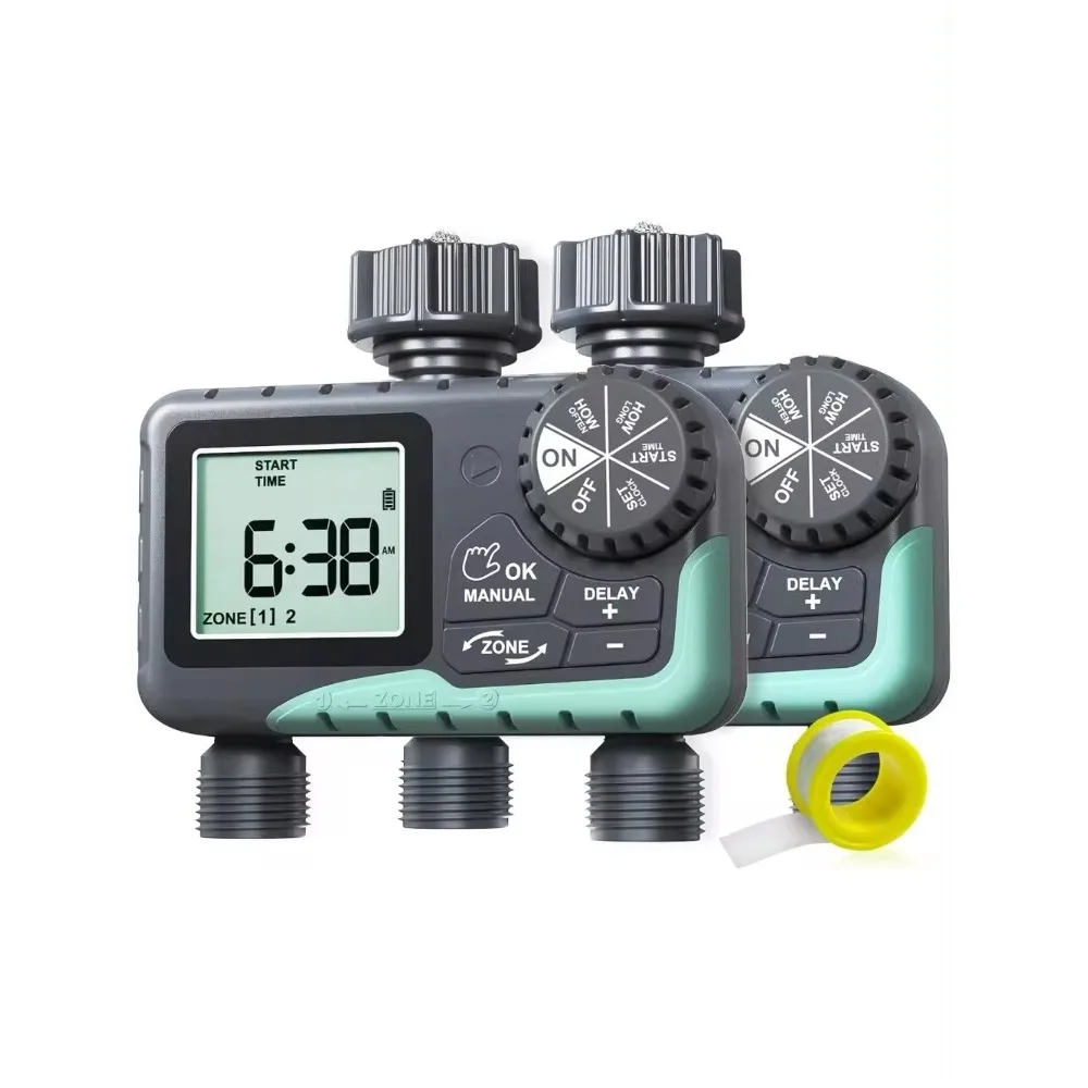 

2 Zone Sprinkler Timer, 2pcs Water Timer Automatic Irrigation Controller System, Water Hose Timer Programmable Faucet Timer