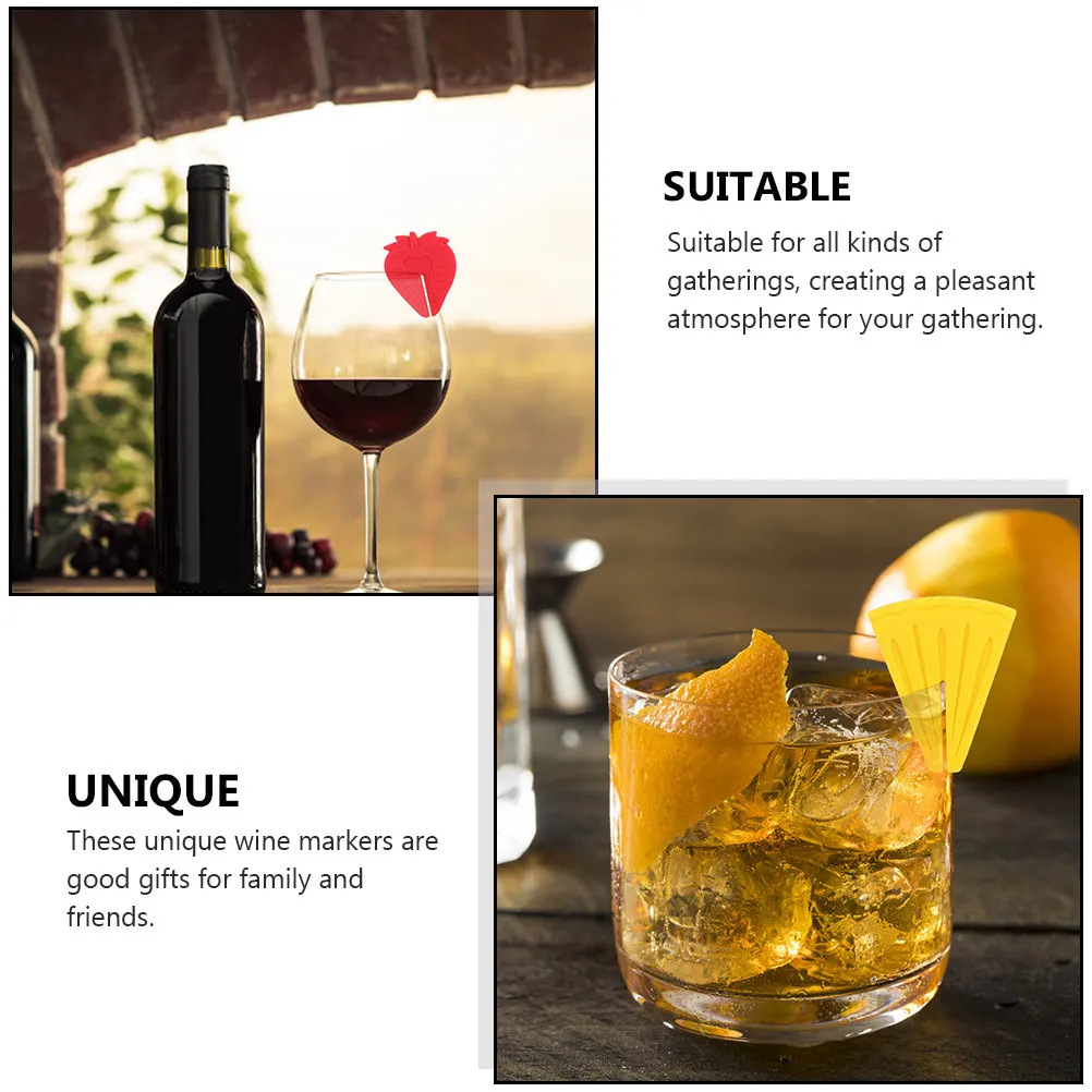 18 Clips de Silicona para Copas de Vino, Etiquetas para Copas de Fruta, Material Ecológico para Todas las Ocasiones, Clip Antideslizante