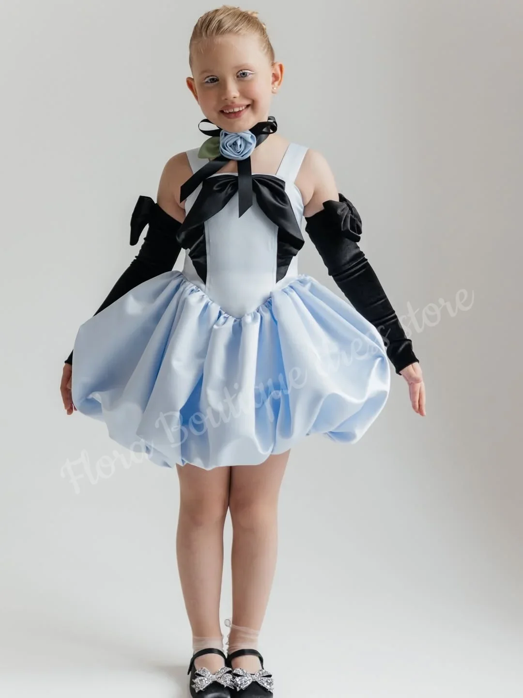 Bow Shoulder Strap Tulip Skirt Flower Girl Dress for Wedding Ceremonies Birthday Gift Parties Formal Receptions Customized