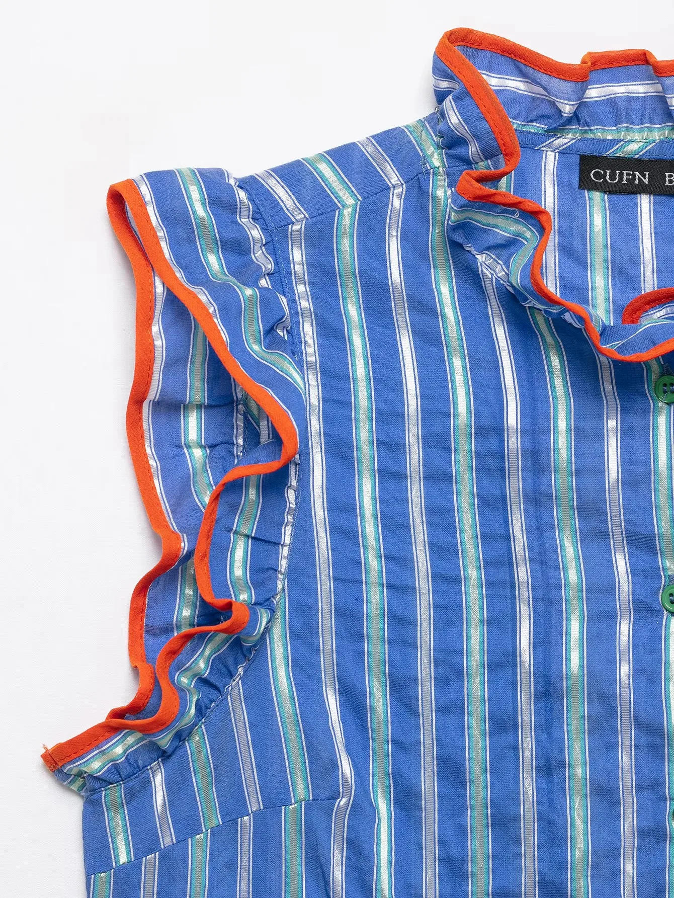 Damen Gestreifte Ärmellose Rüschenbluse mit Stehkragen und Einreihiger Knopfleiste, Neues Street-Casual Damen-Tanktop – Detail 9