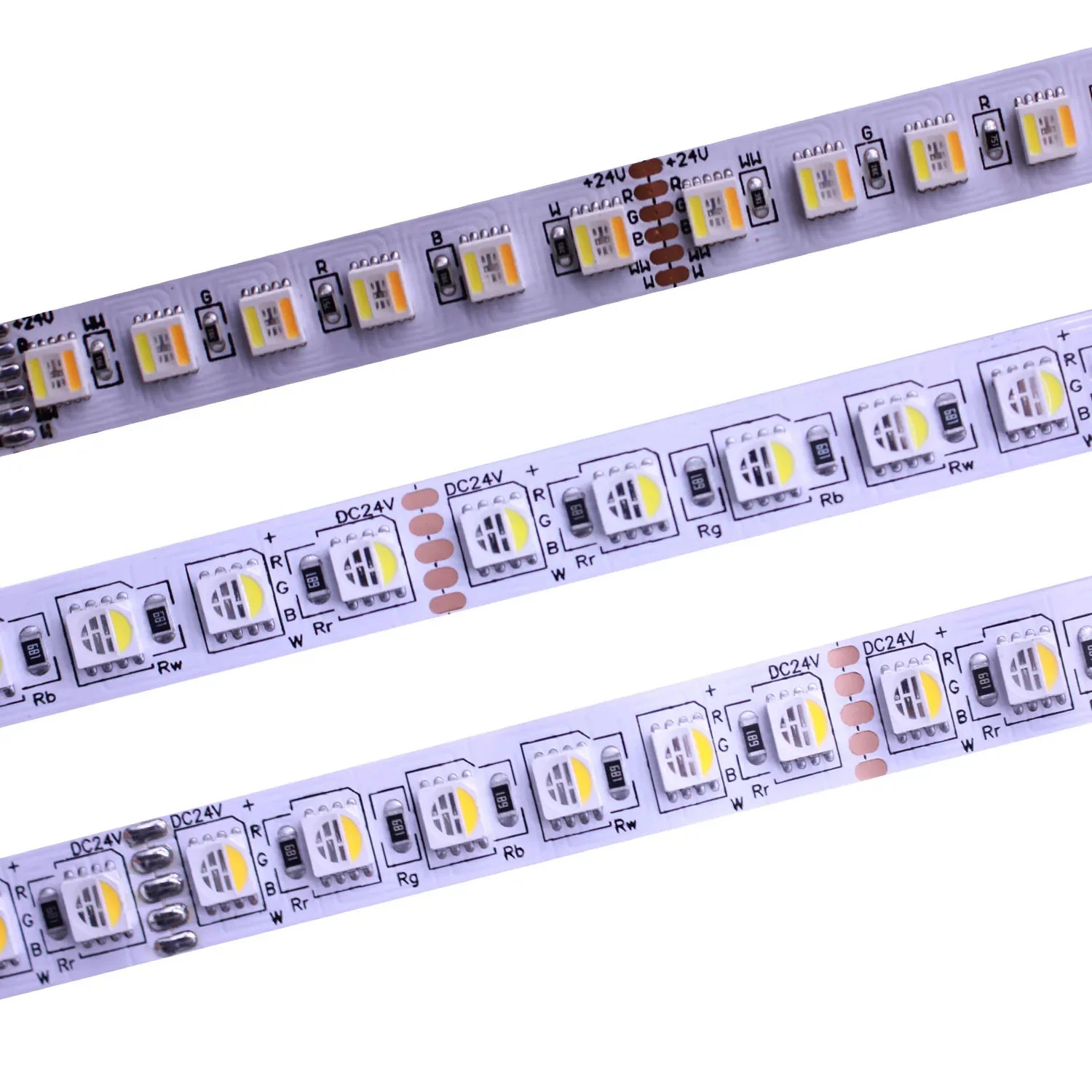 12MM PCB RGBCCT RGBWW 5 IN 1 4 IN 1LED Streifen 5050 DC12V/ 24V Flexible Licht RGB + weiß + Warm Weiß 60 96 120 LEDS/m