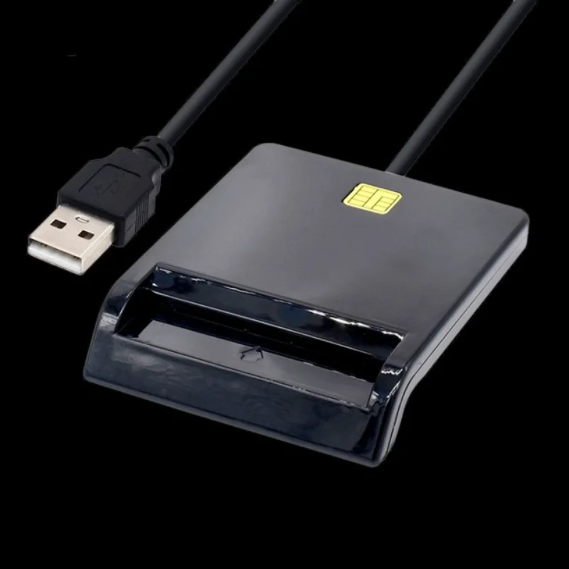 Multi-Function ID Card Reader Black Smart Tax Return Bank ID Card Reader Sim Phone Card Smart Chip Reader LED indicator