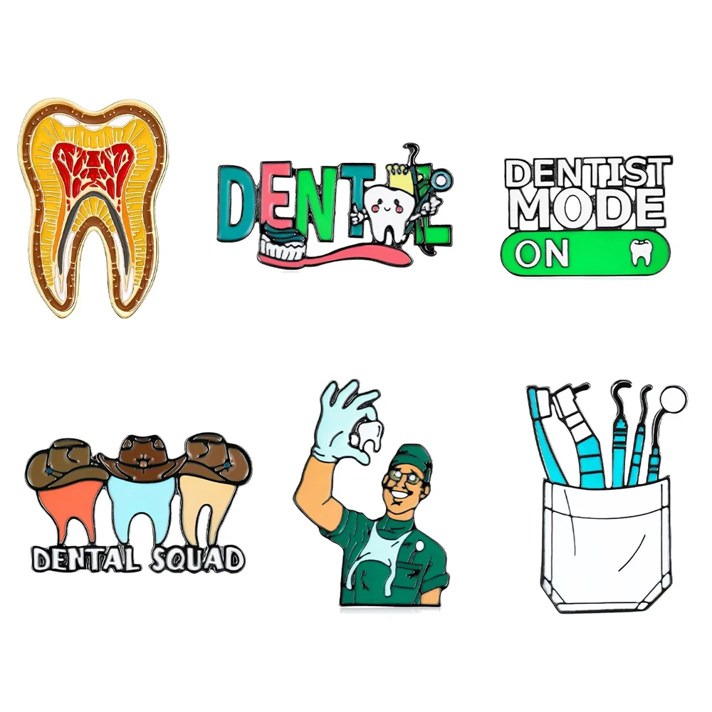 Catuni Funny Dental Enamel Pin Set  Teeth Anatomy  