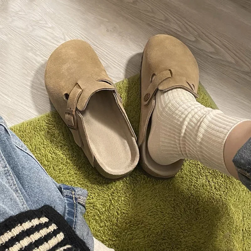 

Fashion Summer Soft Footbed Suede Birken Sandals Women Men Fashion All-Match Couples Wear Cork Slippers Winter Plus Velvet Shoes