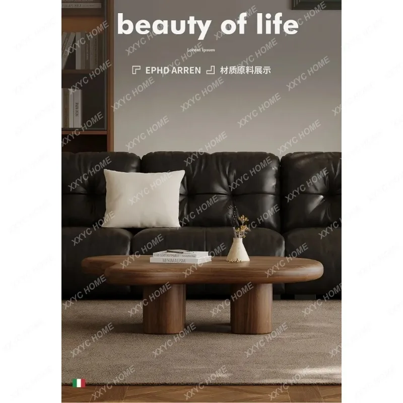 XX Medieval style cloud coffee table special-shaped  creative living room household small apartment walnut leather