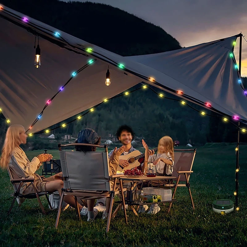 Boîte de rangement de guirlandes lumineuses solaires, RVB, document IC, guirxiété lumineuse multifonction, extérieur, camping, lumière d'urgence, décoration de jardin de mariage