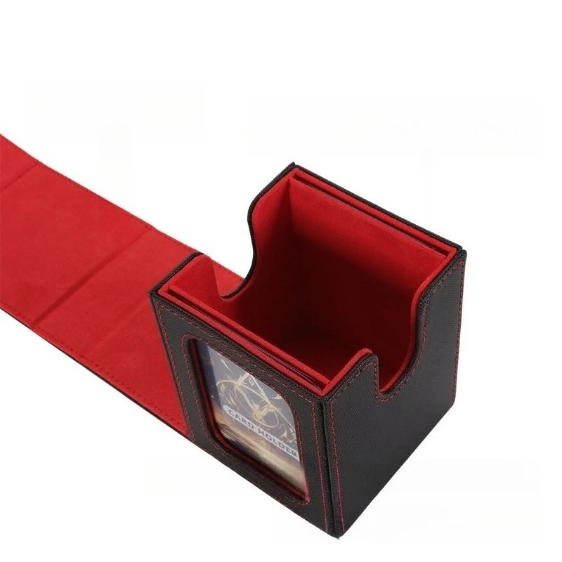 100+ تحميل بطاقة التداول صندوق سطح السفينة اثنين نافذة تصميم بولي Leather الجلود المغناطيسي إغلاق بطاقة الألعاب صندوق تخزين لبطاقات YuGiOh MTG الرياضية