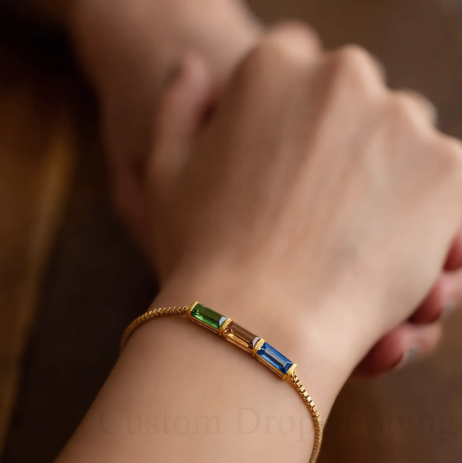 Customizable Family Birthstone Bracelet Personalized Stainless Steel Colorful Crystal Bar Custom Gift for Mothers Wives Daughter