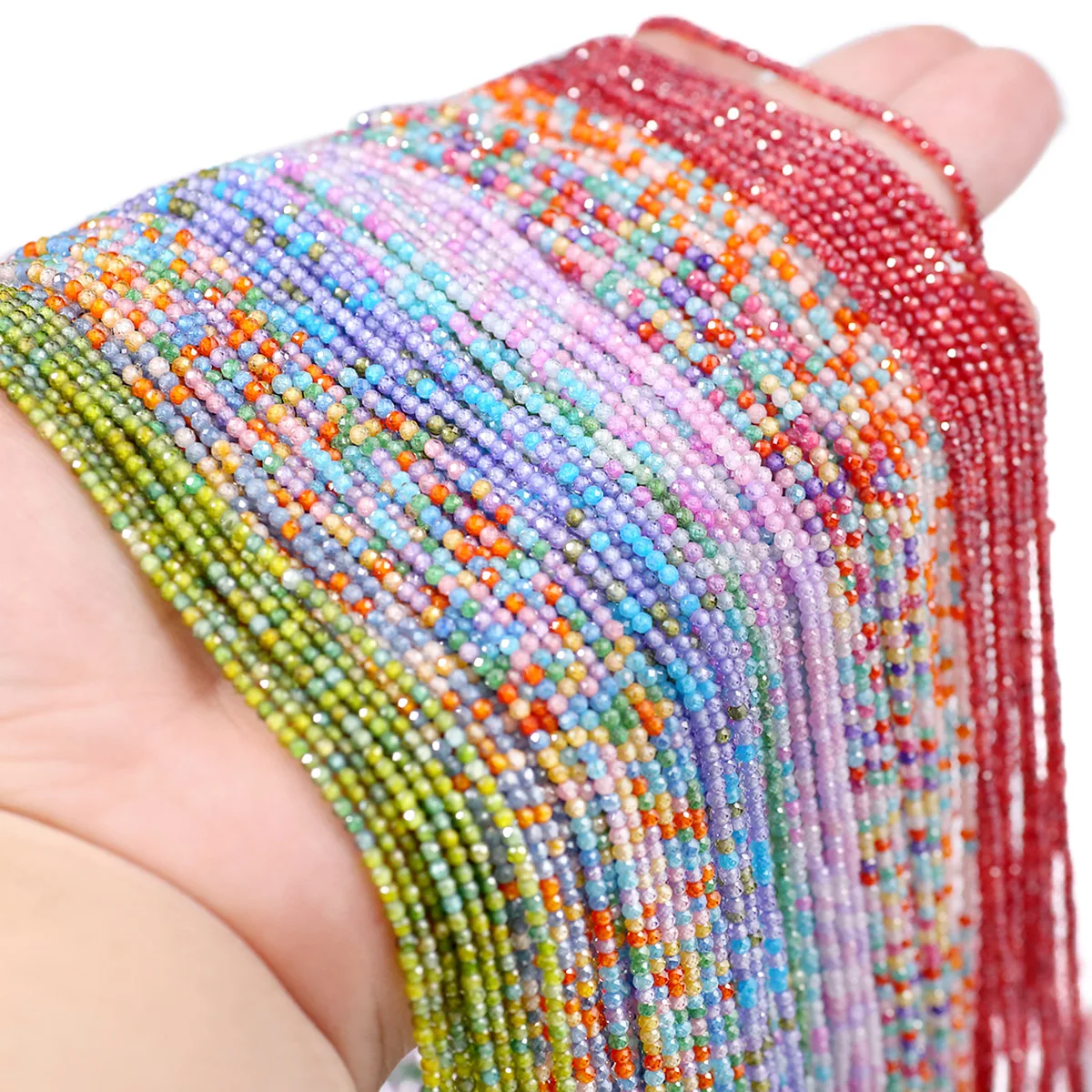 2 mm bunte Zirkonia facettierte Kristallperlen, Glas-Abstandshalter, lose Perlen für Schmuckherstellung, Ohrringe, DIY-Armbänder, Zubehör