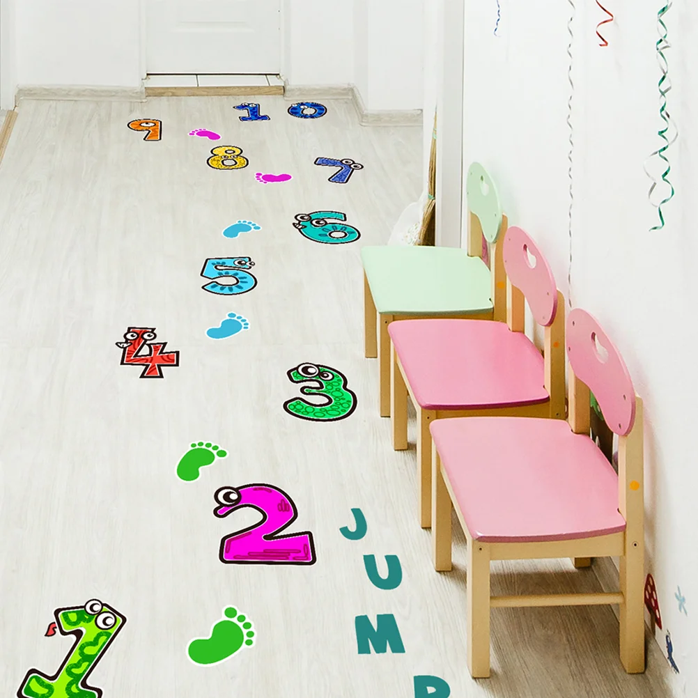 Household Cartoon Game Floor Stickers Child Lattice Kids Playing Pvc Removable Number Decals