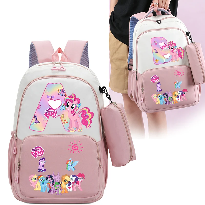 My Little Pony Mochila Estojo de Lápis 2pcs Menina Estudante Adolescente Rosa Bolsa de Livro Homens Mochila de Viagem Mochila Escolar Presente