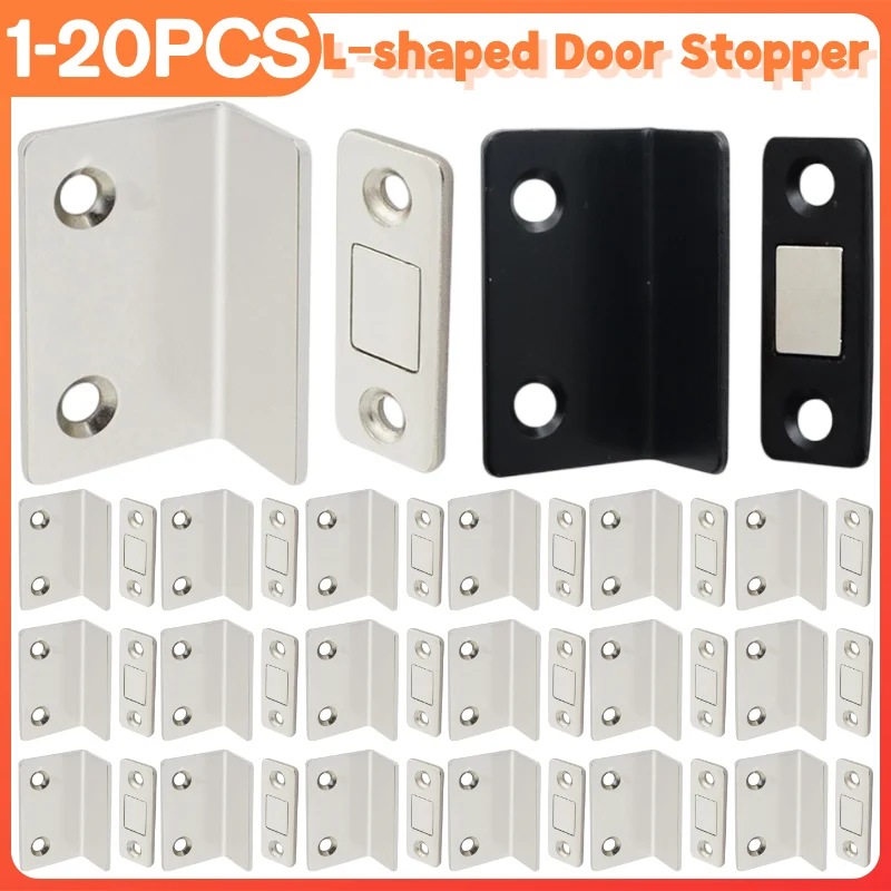 20PCS Punch Free Cabinet Catch Strong Magnetic L-shaped Door Touch Magnetic Suction Ultra Thin Anti Collision Furniture Hardware