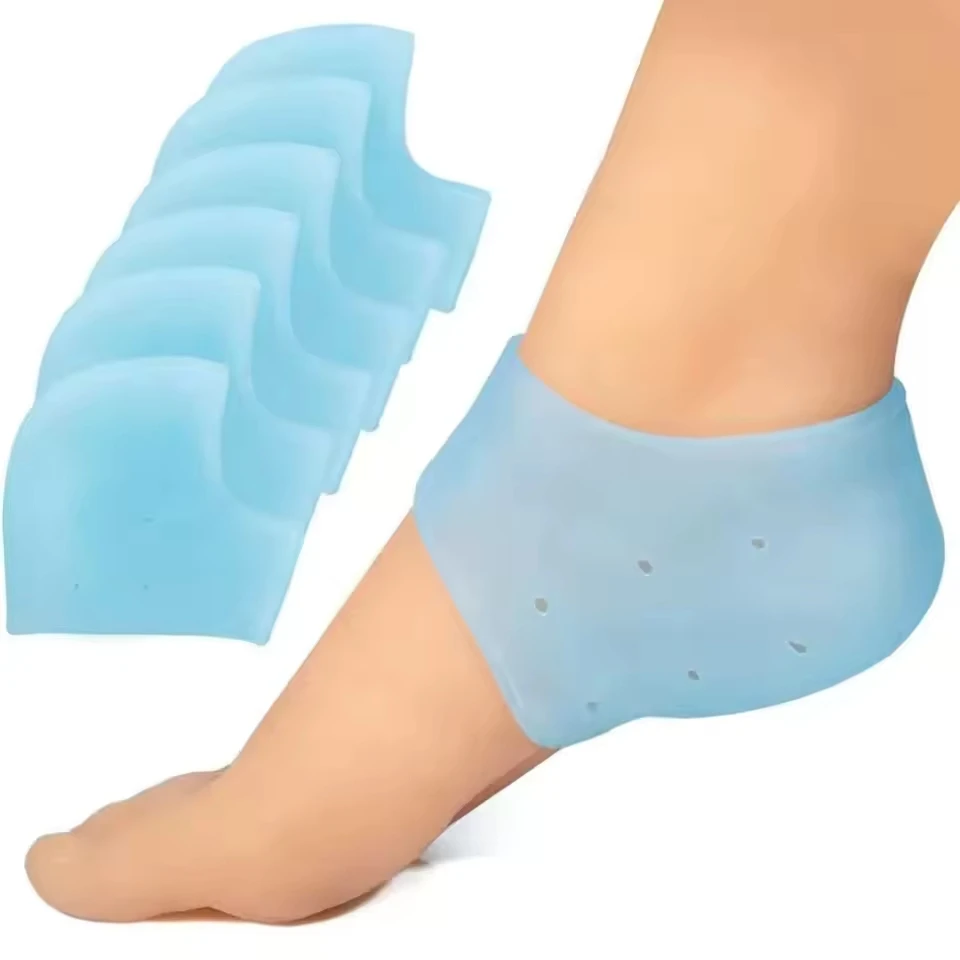 كعب القدم جوارب سيليكون كعب حماية القدم مطاطا سيليكون ترطيب القدم كعب وسادة مكافحة تكسير بطانة كعب الجوارب