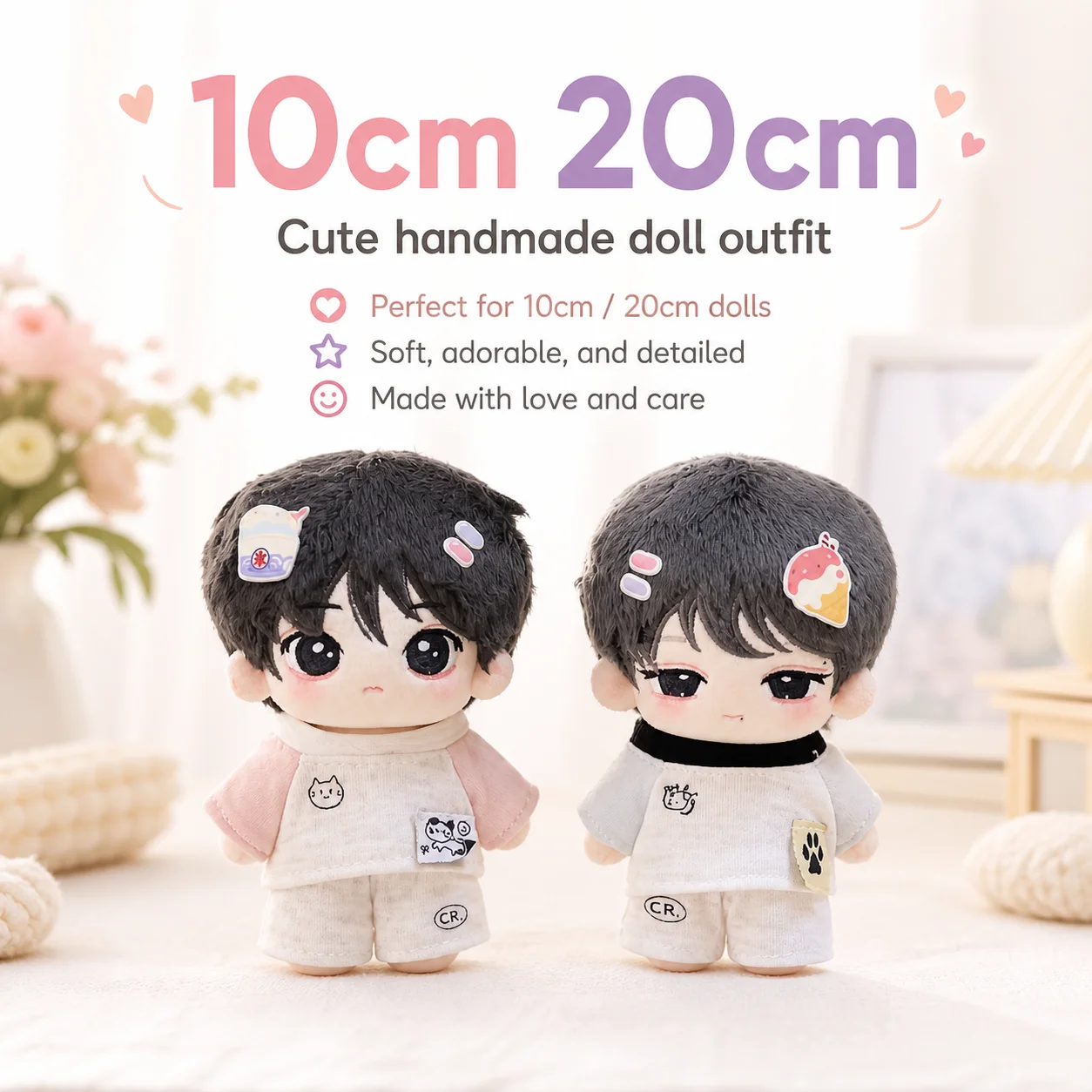 10cm 20cm Cotton Doll Clothes Sweet Cool Sports Hoodie Series Set Cute Cat And Dog Pattern Doll Replacement Outfit