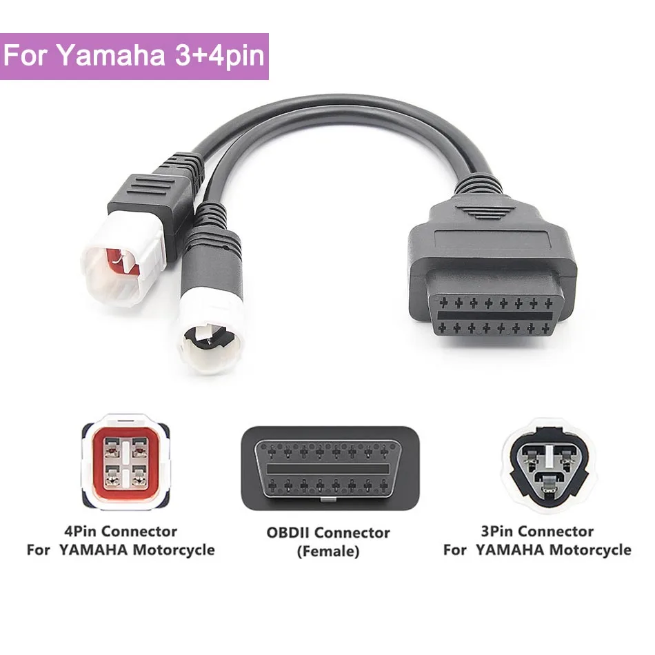 3 pin 4 pin Plug Detect Line For Yamaha Motorcycle 3pin/4pin OBD Diagnostic Canbus Connector Cable OBD2 2 in1 Plug Cable Adapter