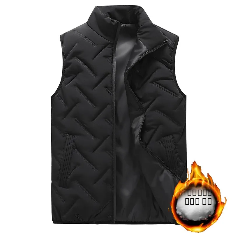 

Мужской однотонный жилет с воротником-стойкой, осенне-зимний, ветрозащитный, с утолщенными плечевыми накладками, теплый жакет