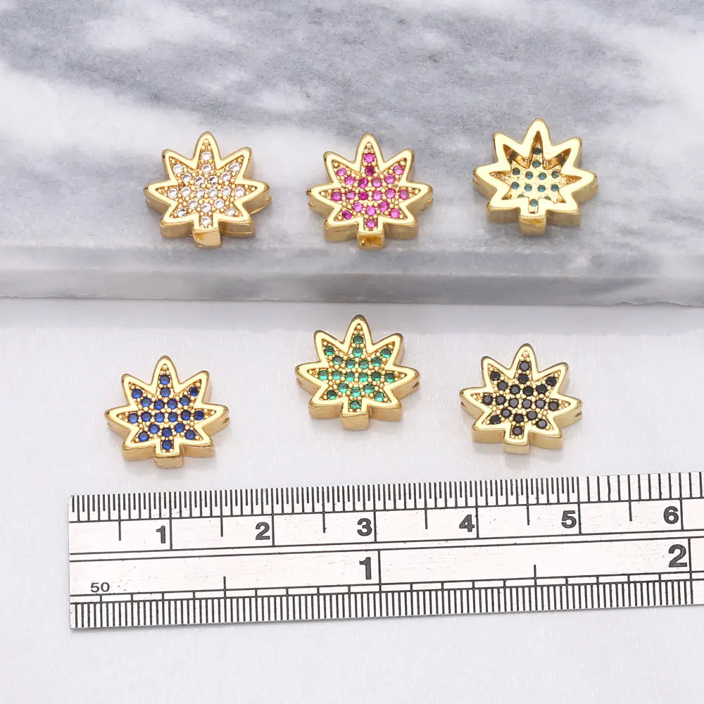 OCESRIO Multiple Color Tree Charms for Jewelry Making Copper Gold Plated CZ Bracelet Handmade Jewellery DIY Wholesale chma162