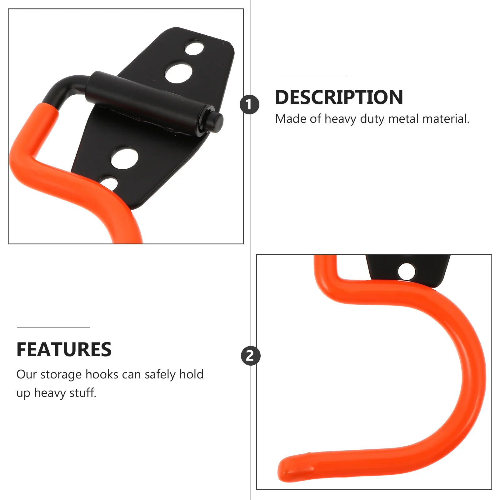 

5Pcs Heavy Duty Wall Hooks Metal Storage Hangers Garage Tool Organizer Mop Holder Hanging Hooks Mop Holder Heavy Duty Hanger