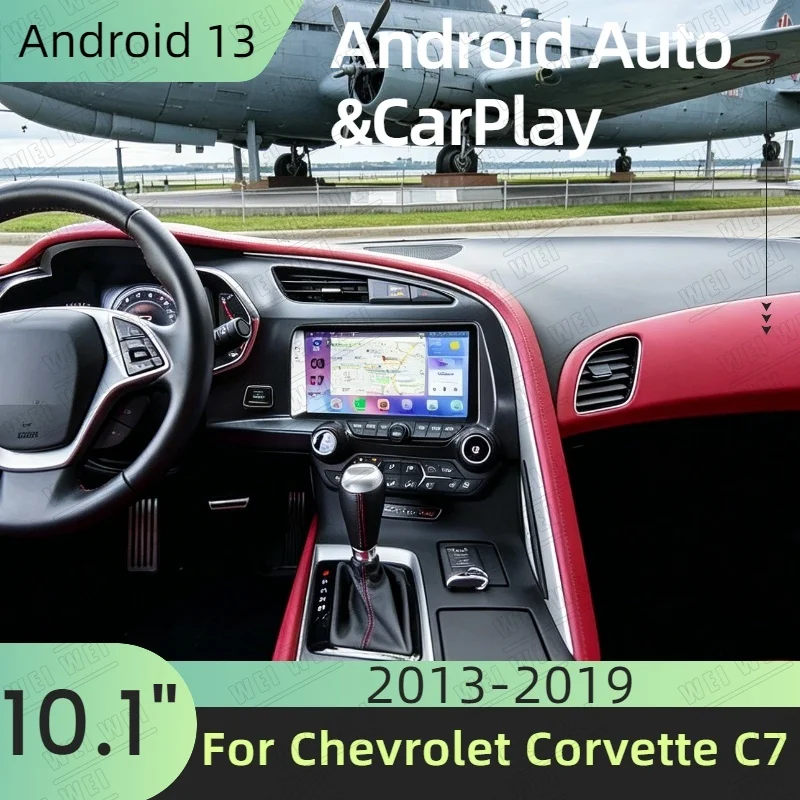 Radio para Auto con Android 13 y CarPlay de 10.1 Pulgadas para Chevrolet Corvette C7 2013-2019, Pantalla Táctil, Reproductor Multimedia Estéreo DSP, Unidad Principal