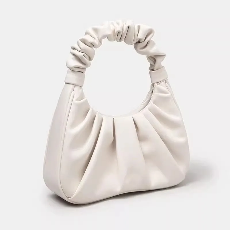 Bolsa de nuvem francesa para mulheres, bolsa de textura simples, sentido avançado, fêmea, novo nicho