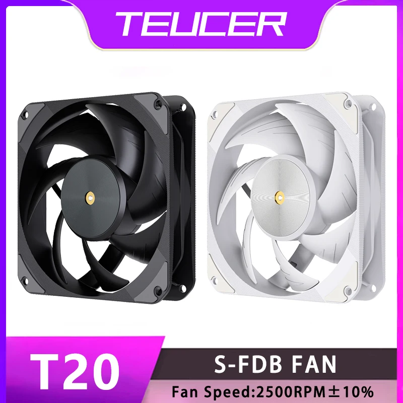 TEUCER T20 Fan Cpu Cooler 12V 4Pin 2500RPM Industrial Ventiladores 120mm PC S-FDB Bearing High Wind Pressure  Case Radiator Fan