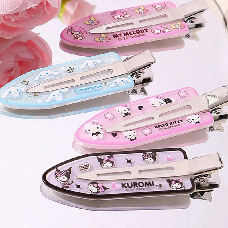 1 Pair Sanrio Hair Clips Anime Melody Kuromi Cinnamoroll Pochacco KT Hairpin Cartoon Artistic Fashions Accessories Gift For Girl