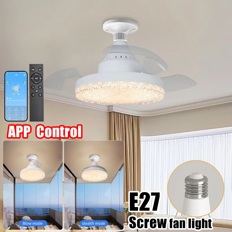 

Потолочный вентилятор, хрустальный абажур, выдвижные лопасти, вентиляторы, приложение и вентиляторы с дистанционным управлением, современное и простое освещение для спальни