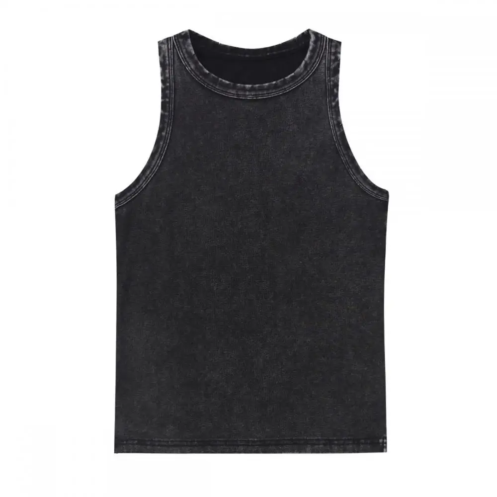 2025 Primavera y novedad de verano 240G chaleco antiguo Retro americano estilo puro deseo Spice Girl chaleco Jersey ajustado