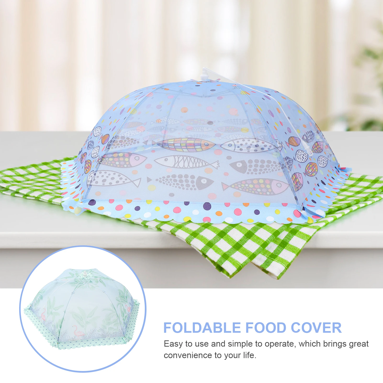 

1pc Dustproof Vegetable Cover Household Dining Protector Mesh Food Foldable Umbrella Dish Cover Lightweight