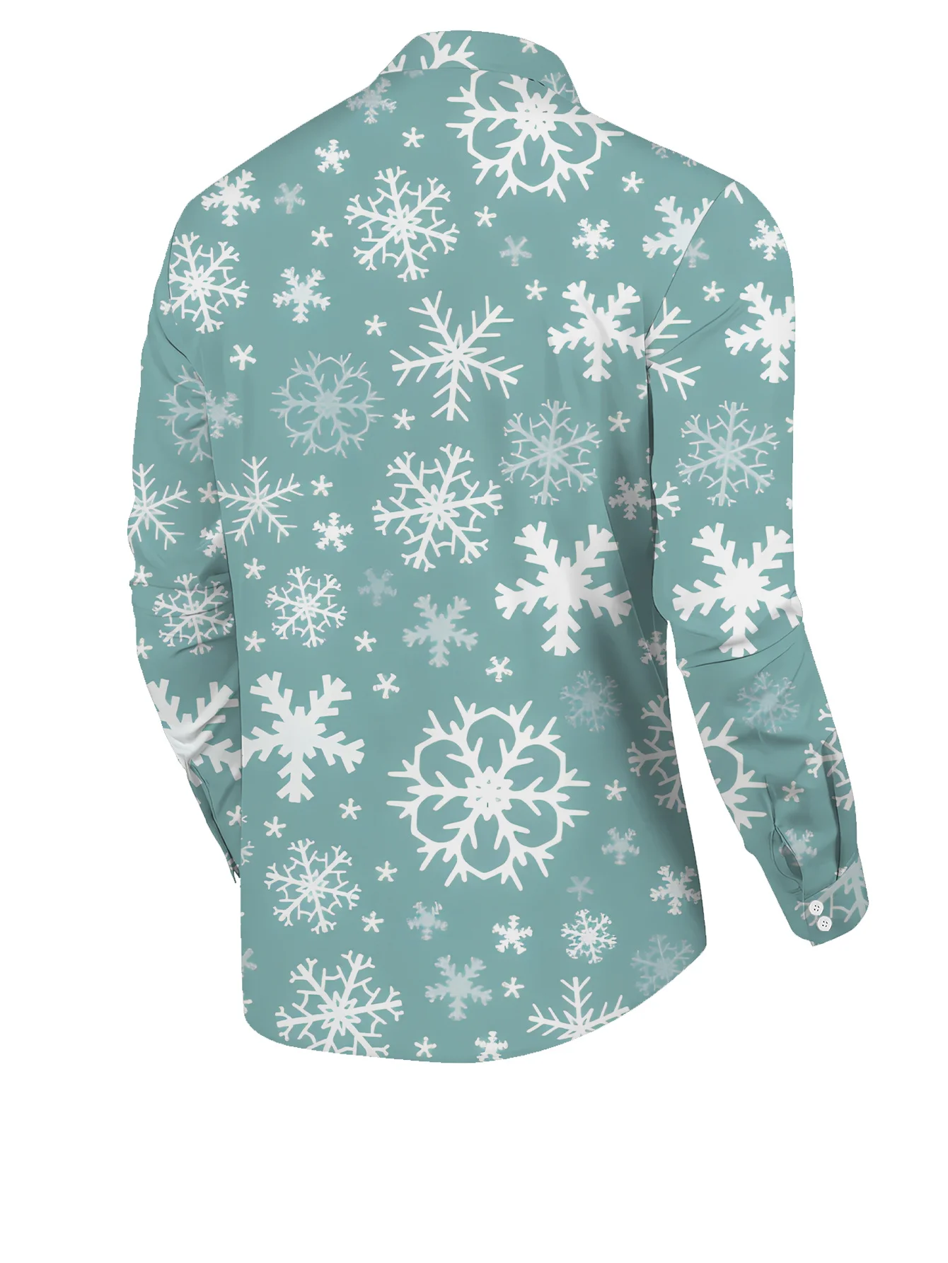Men Long Sleeve Shirt Collar Christmas Snowflake Print Casual Tops Holiday Party Autumn Fashion Daily Wear Button Down Clothing