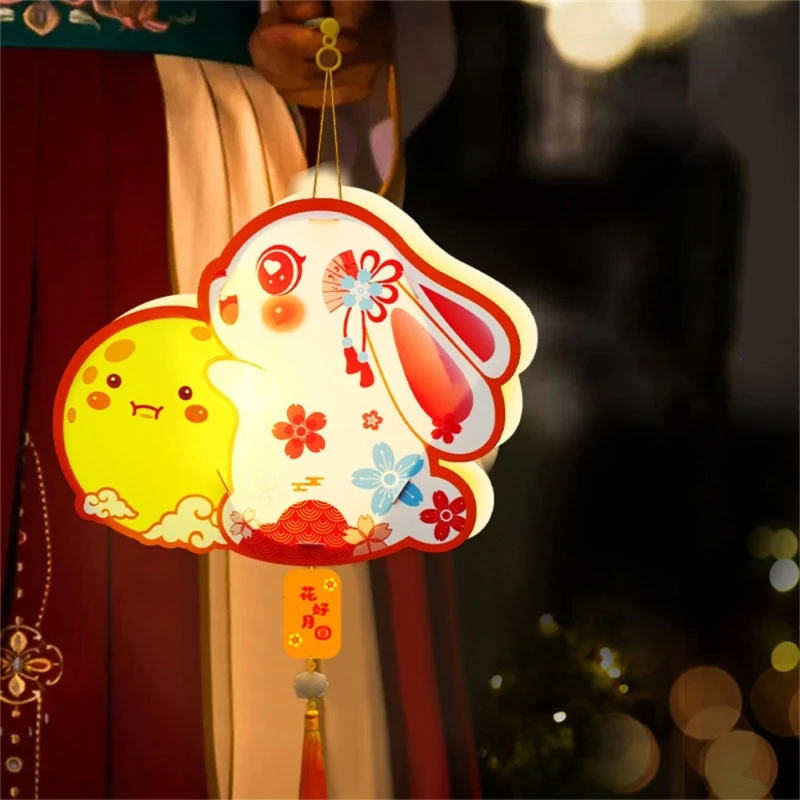 Mid-Autumn Festival Handmade DIY Rabbit Lantern Illuminated Bunny Patterns