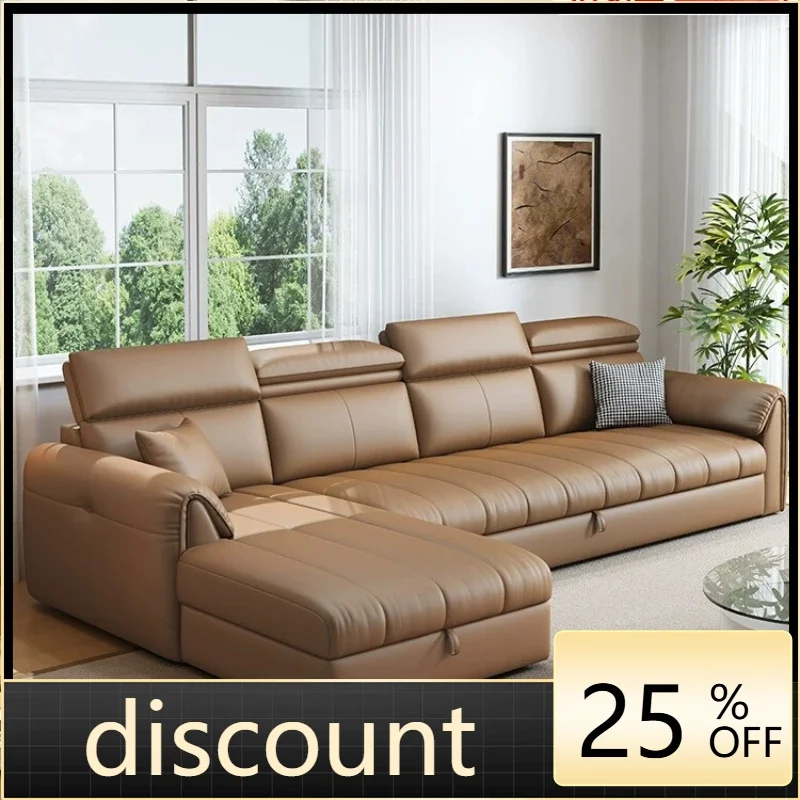 LH L-shaped sofa bed with concubine dual-purpose cat claw leather sofa antique foldable