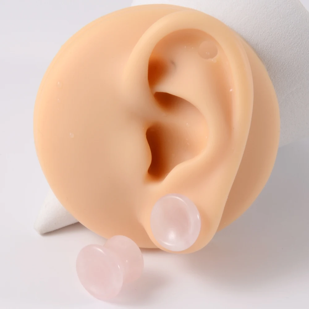 1Pair Amethyst Tiger Cat Eye Ear Plug, Double Flare