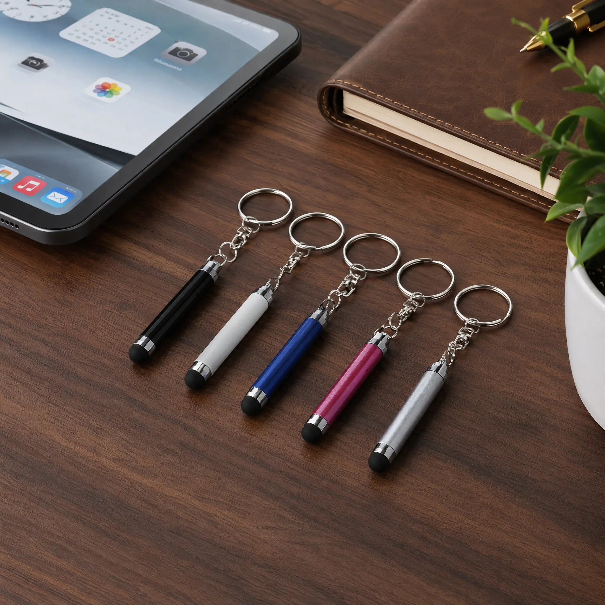 5Pcs Keychain Touch Screen Stylus Pens Assorted Colors Portable Capacitive Stylus Pen for Phone Tablet Note Taking