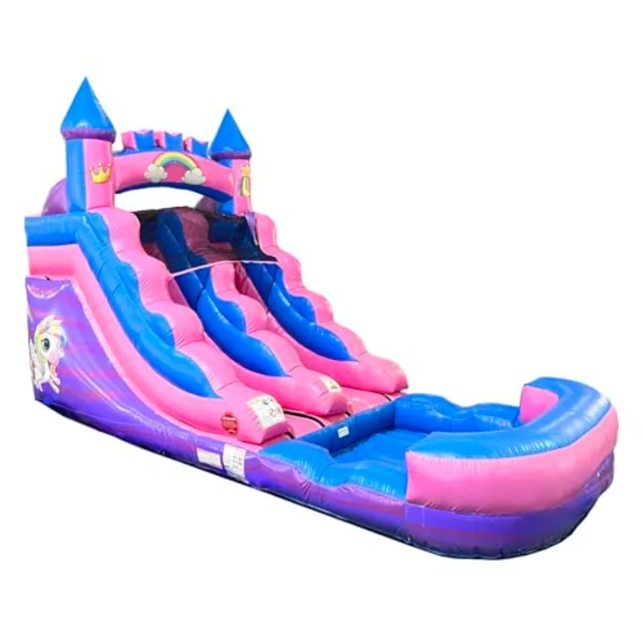

Crossover Inflatable Water Slide for Without Blower 21 x 9 x 12 Foot Backyard Inflatable Waterslide Pink Unicorn Castle Slide w