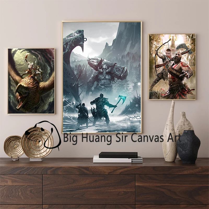 God of War Video Game Poster Kratos Atreus Wall Art Decor Gaming Home Room Aesthetic Decoration Canvas Painting God of War Print