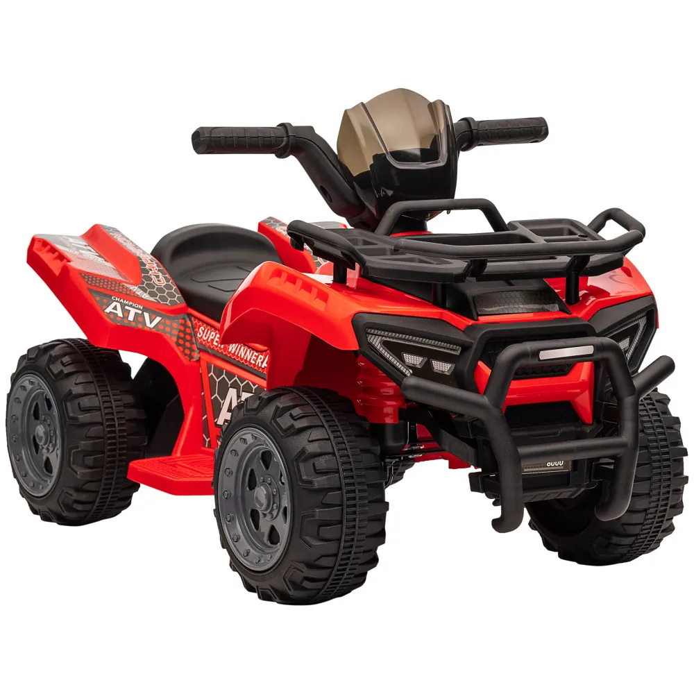 Coche de cuatro ruedas ATV para niños, motocicleta con batería de 6 V y música para 18-36 meses, rojo