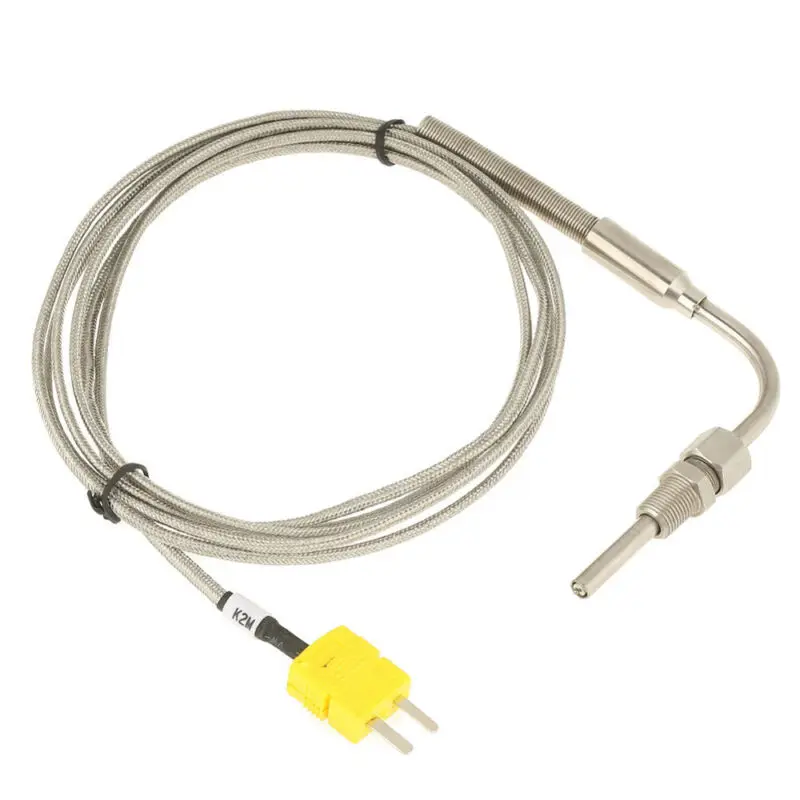 Grau Alta Temperatura Sensor Rosca Egt Sonda k tipo 2m Termopar Tubo Temperatura Controlador Aço Inoxidável 1250 ° c