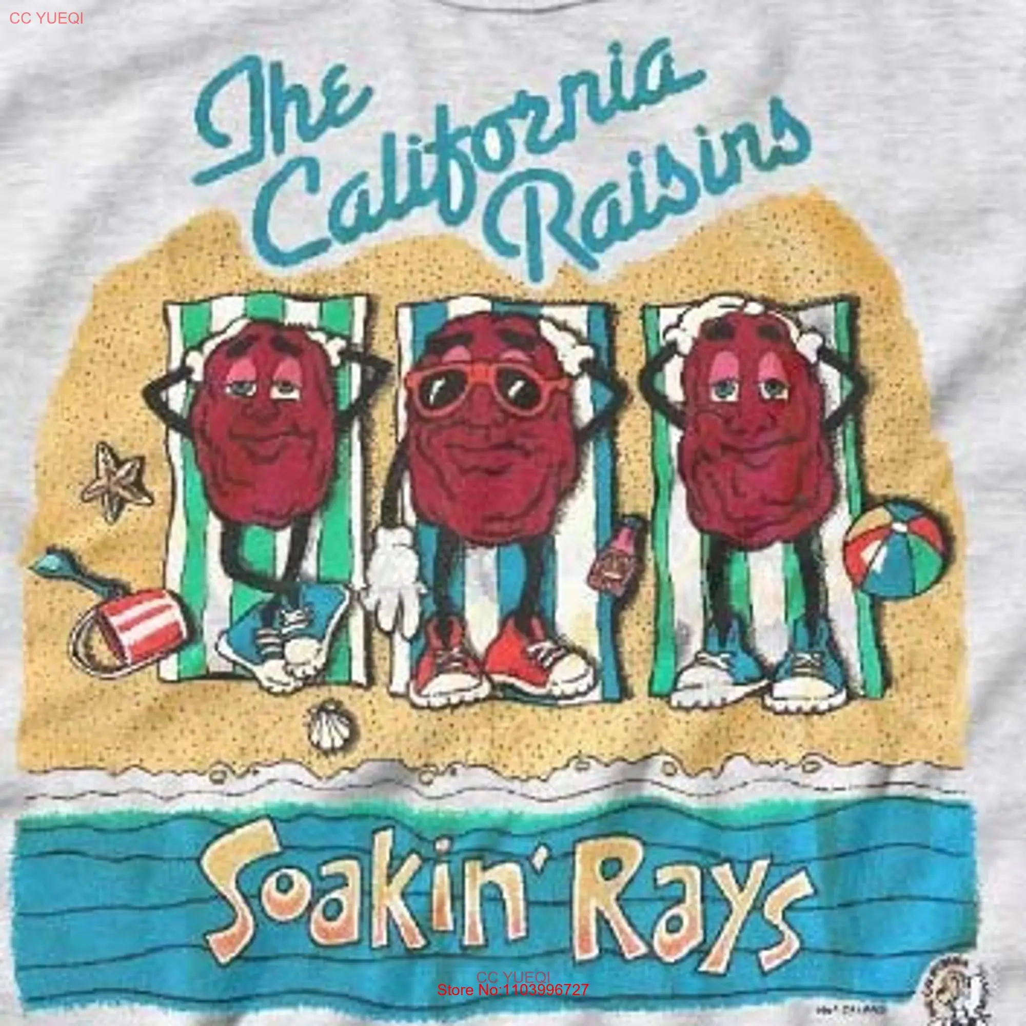 Soakin' Rays Raisins T shirt Vintage Retro Style Grapevine Top Claymation 80s Adults Girl Boy Youth long or short sleeves