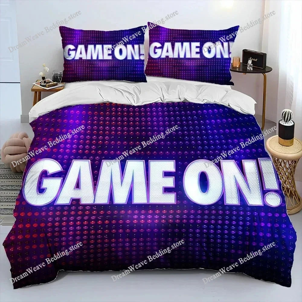 Gamer Game Over Cartoon Comforter Bedding Set,Duvet Cover Bed Set Quilt Cover Pillowcase,King Queen Size Bedding Set Adult BoysF