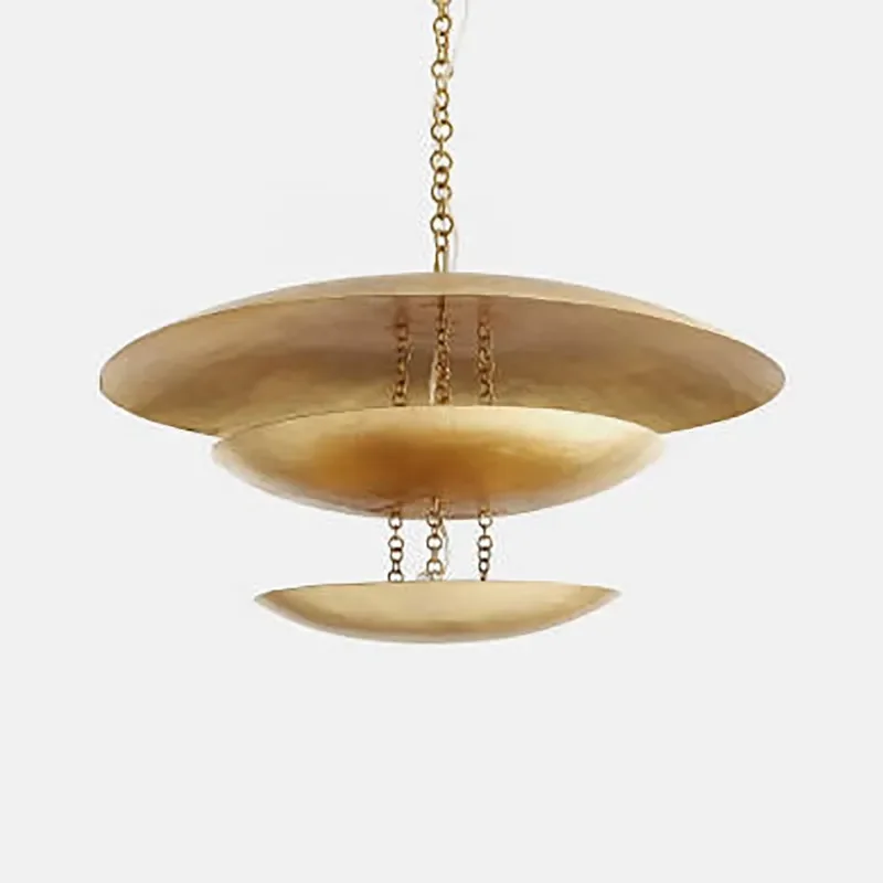 Customized Modern American Style Small Metal Hanging Brushed Gold Pendant Light for Bedroom