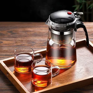 Heat resistant glass teapot, one click filtering, tea teapot, water separation filter, coffee maker, home utensil set 10 Main Sales Glass Keep - №5