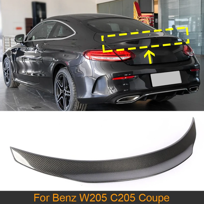 Carbon Fiber Rear Trunk Spoiler Wing For Mercedes-Benz W205 C205 C180 C200 C43 C63 AMG Coupe 2014-2019 Car Rear Boot Lip Spoiler