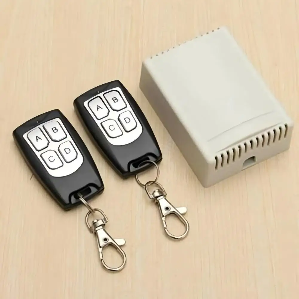 DC12V 433MHz 4CH Wireless Relay Receiver Switch, Garage Door Remote Control Kit with 2 Pcs Wireless Remote Controllers