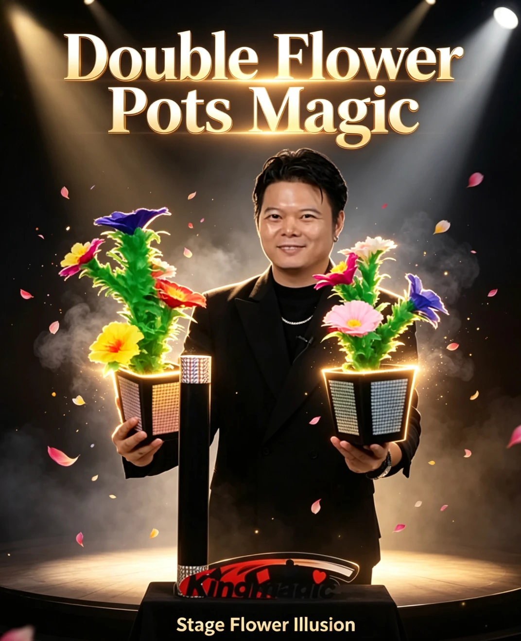Funny Games Instant Flower Vase Magic Flowerpot Splitting Magic Tricks One To Two Potted Flower Tray Stage Magic Props Magician